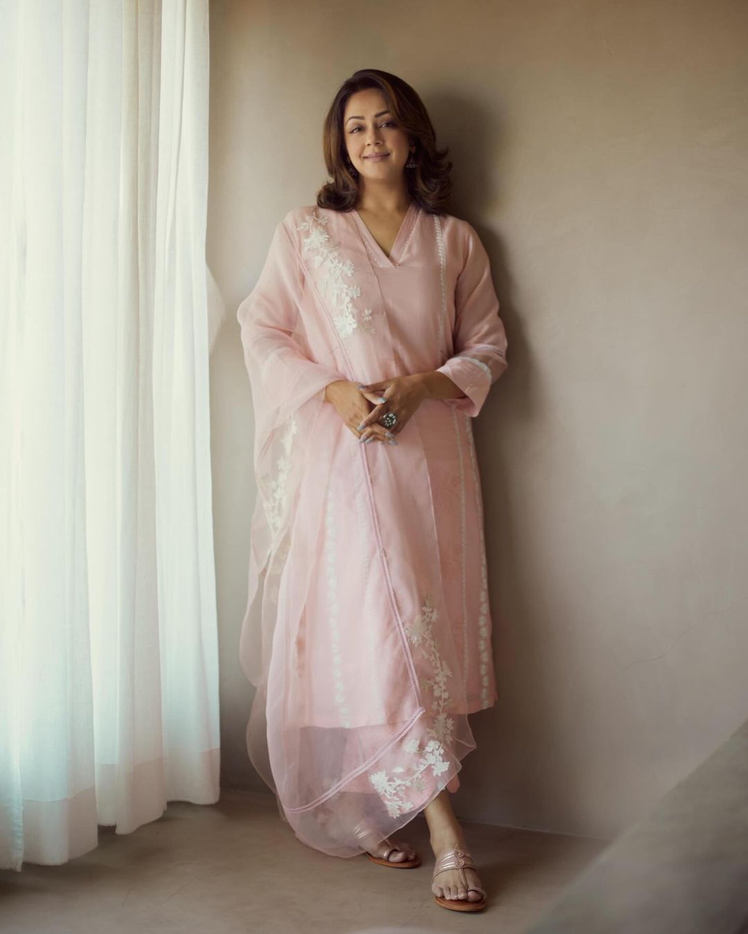 Tamil Actress Jyothika Stills In Pink Dress